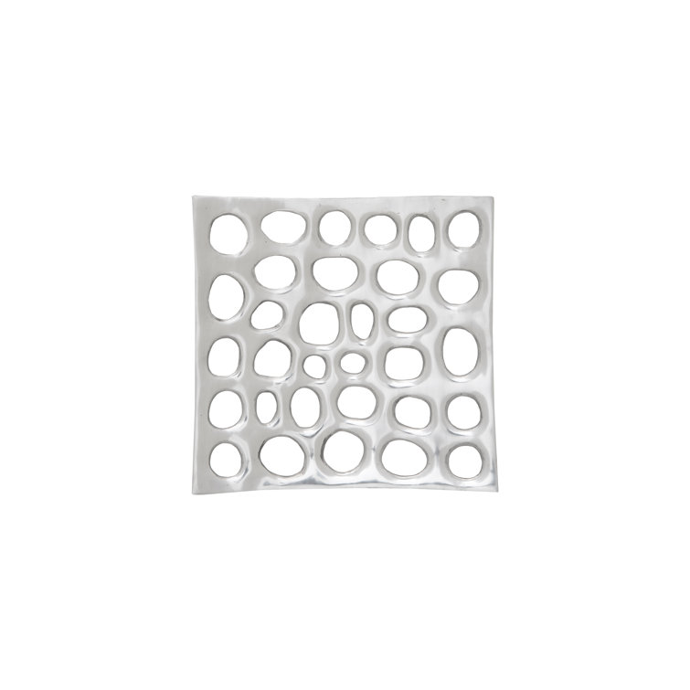 Silver Contemporary Polka Dot Metal Wall Tile