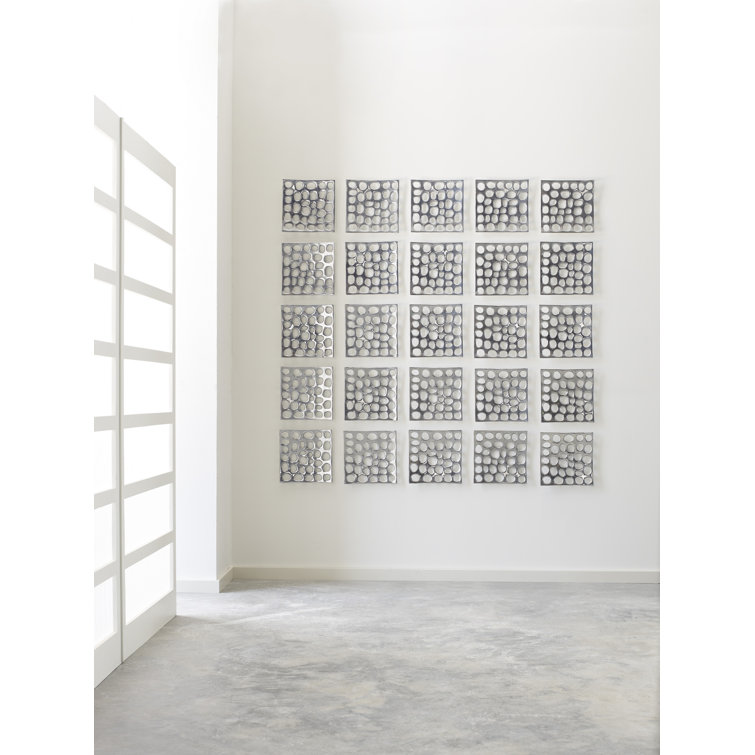 Silver Contemporary Polka Dot Metal Wall Tile