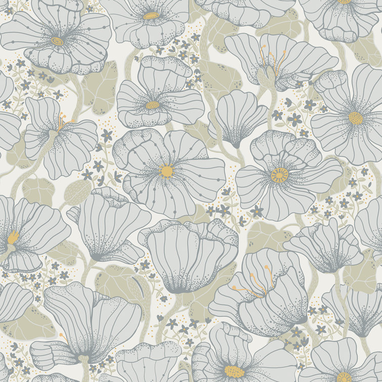 Matilda Blue Floral Non-Woven Removable Wallpaper