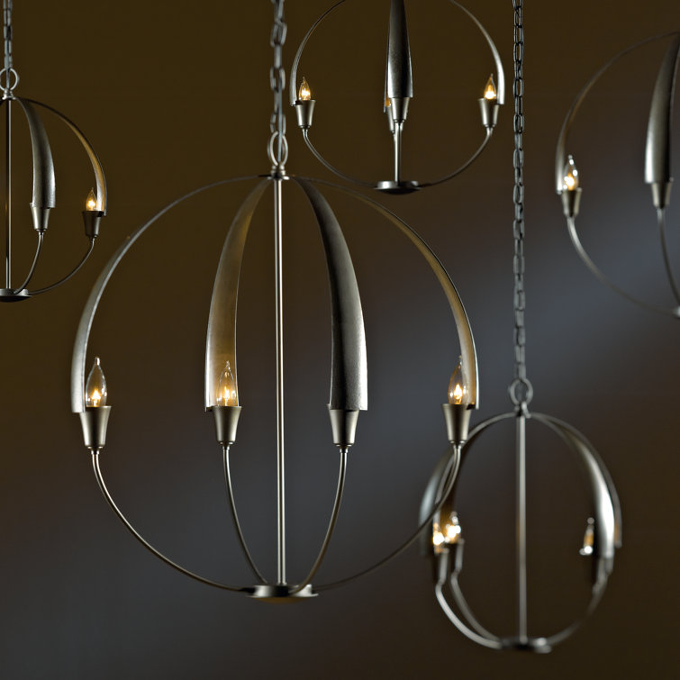 Dark Smoke Bronze Globe Orb Chandelier with Tapered Steel Petals