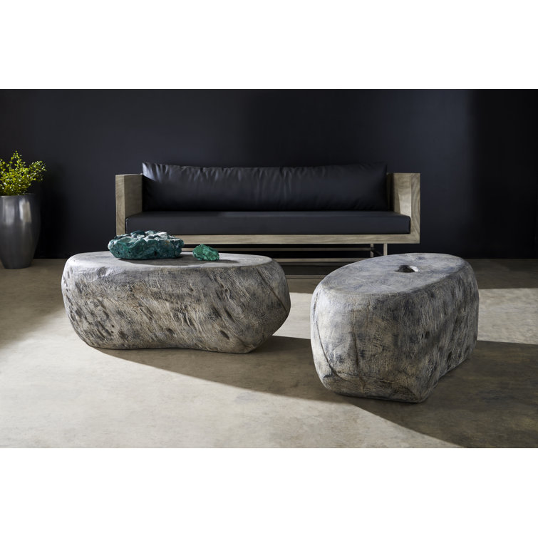 Gray Resin Oval Transitional Coffee Table