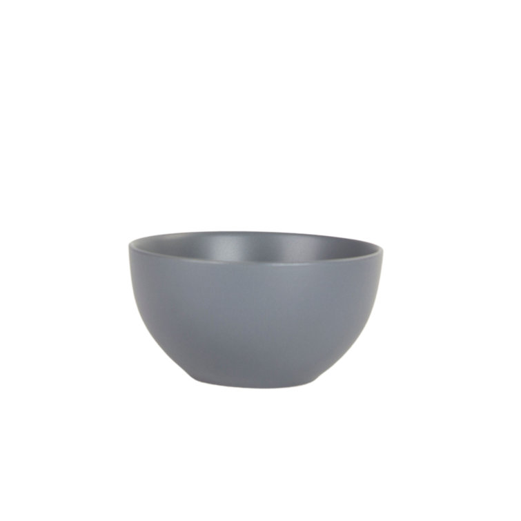 Gray Matte Stoneware Round Cereal Bowls, Set of 6