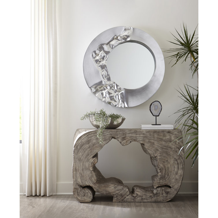 Cosmos Fluted 39" Round Silver & Gold Accent Mirror