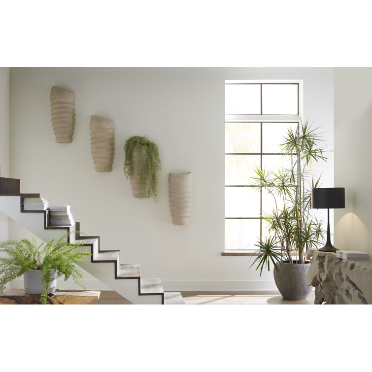 Transitional Gray Composite 34" Slant Wall Planter