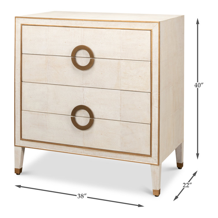 Osprey White MDF Rectangle Storage Cabinet with Gold Hardware