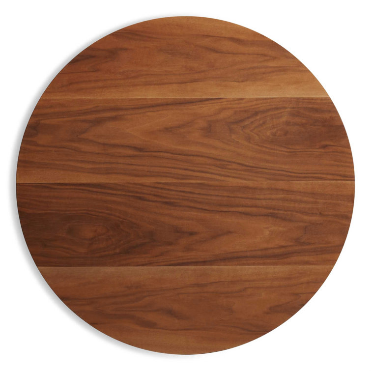 Walnut and Matte Black Round Mid-Century Modern Dining Table