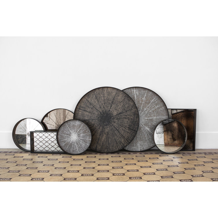 Black Wooden Round Decorative Tray - 36.5 Inch