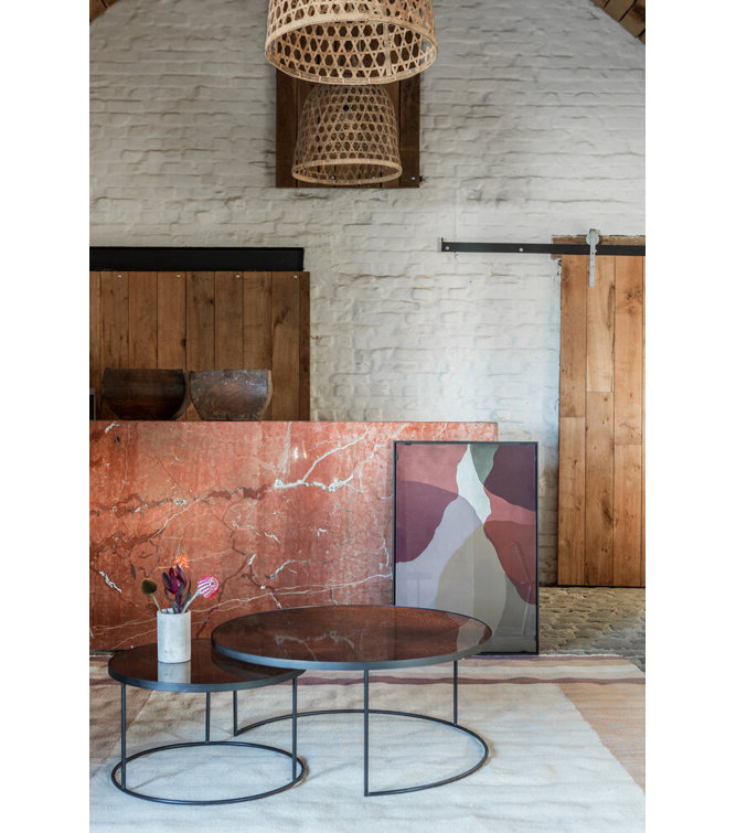 Bronze Round Mirrored Nesting Coffee Table Set