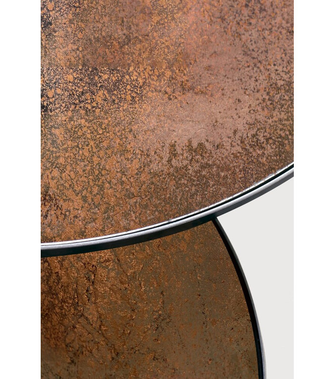 Bronze Round Mirrored Nesting Coffee Table Set