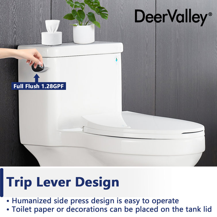White High Efficiency Elongated One-Piece Toilet with Glazed Surface