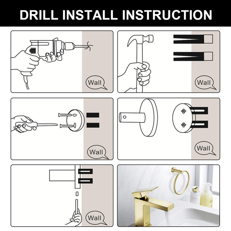 Brushed Gold 5-Piece Stainless Steel Bathroom Hardware Set