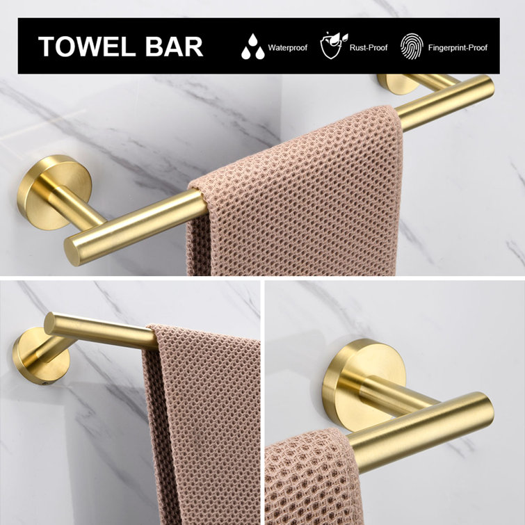 Brushed Gold 5-Piece Stainless Steel Bathroom Hardware Set
