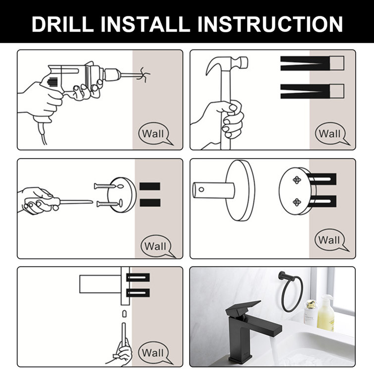 Matte Black Stainless Steel 5-Piece Bathroom Hardware Set