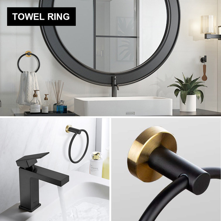 Matte Black and Brushed Gold 5-Piece Bathroom Hardware Set