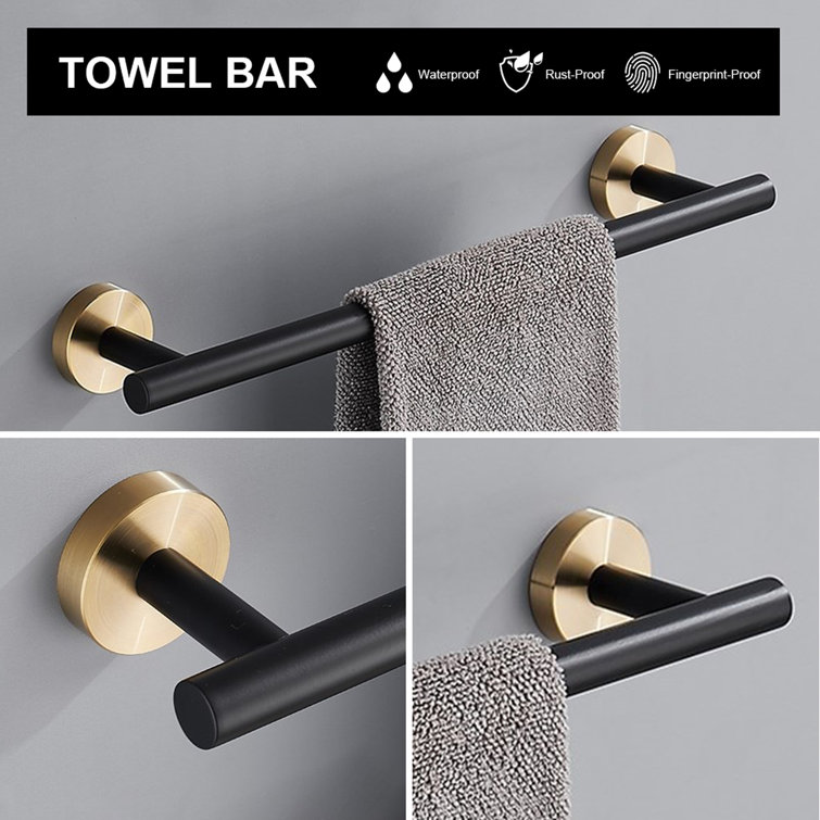 Matte Black and Brushed Gold 5-Piece Bathroom Hardware Set