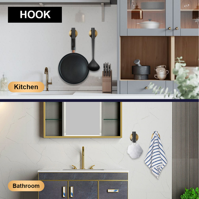 Matte Black and Brushed Gold 5-Piece Bathroom Hardware Set