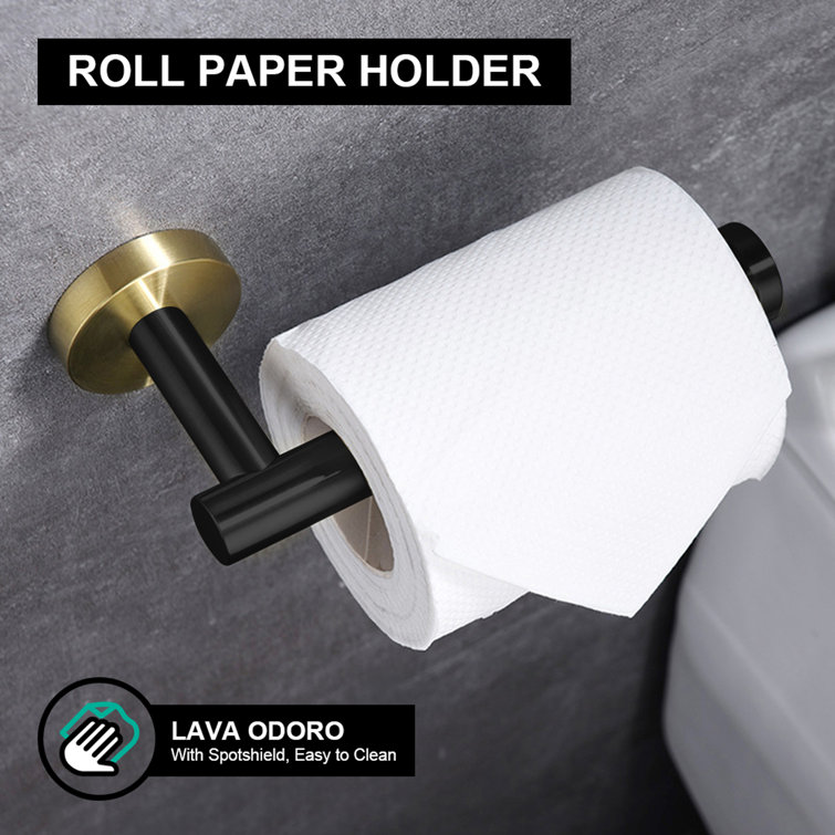 Matte Black and Brushed Gold 5-Piece Bathroom Hardware Set