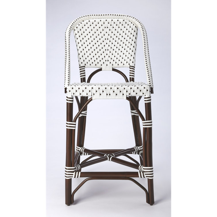 Solstice White and Chocolate Rattan Counter Stool