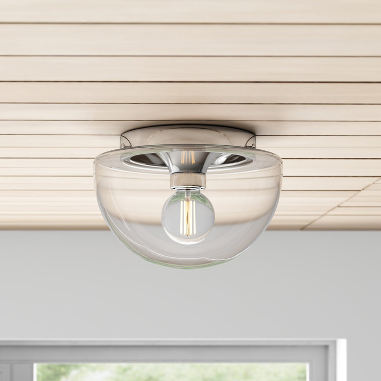 Alexi Polished Nickel 1-Light Indoor/Outdoor Clear Glass Flush Mount