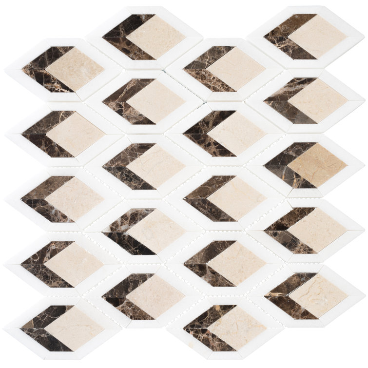 Easton Brown Diamond Patterned Marble Mosaic Tile