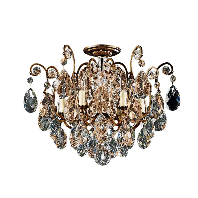 Heirloom Bronze Semi Flush Mount with Clear Swarovski Crystal