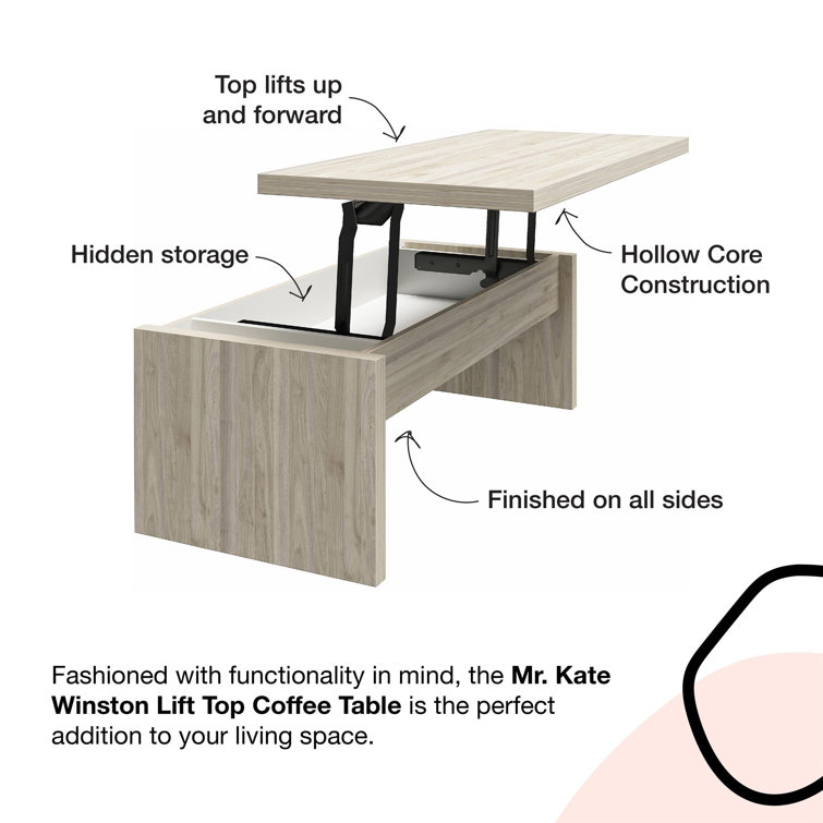 Rustic Oak Rectangular Lift-Top Coffee Table