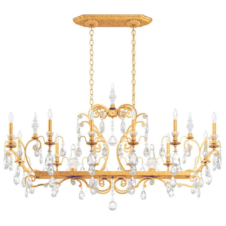 French Gold 13-Light Crystal Chandelier with Bronze Accents