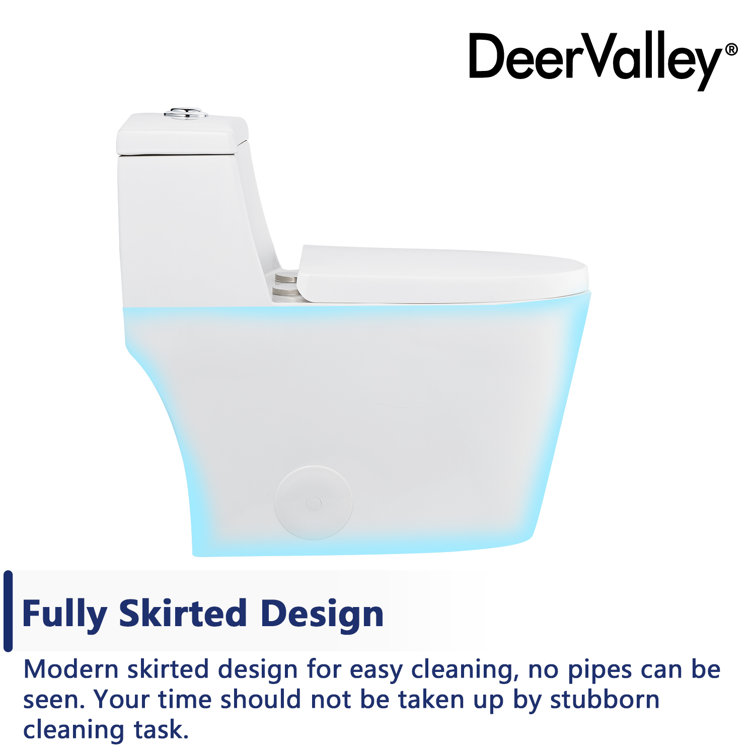 White Elongated Dual-Flush One-Piece Toilet with Silver Button