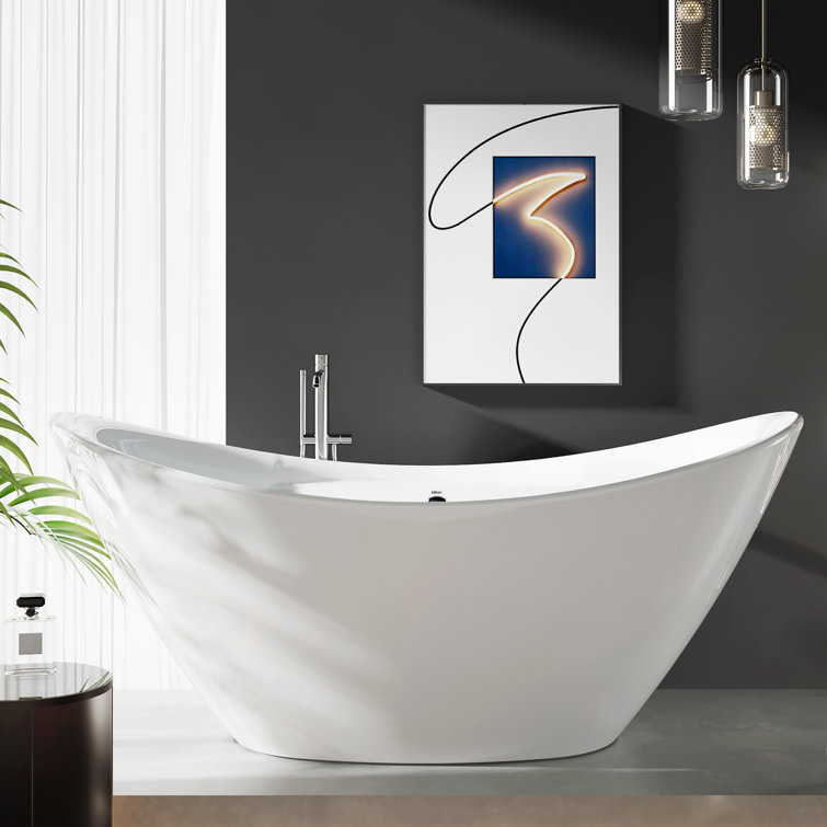 Boracay 67" Glossy White Acrylic Freestanding Bathtub