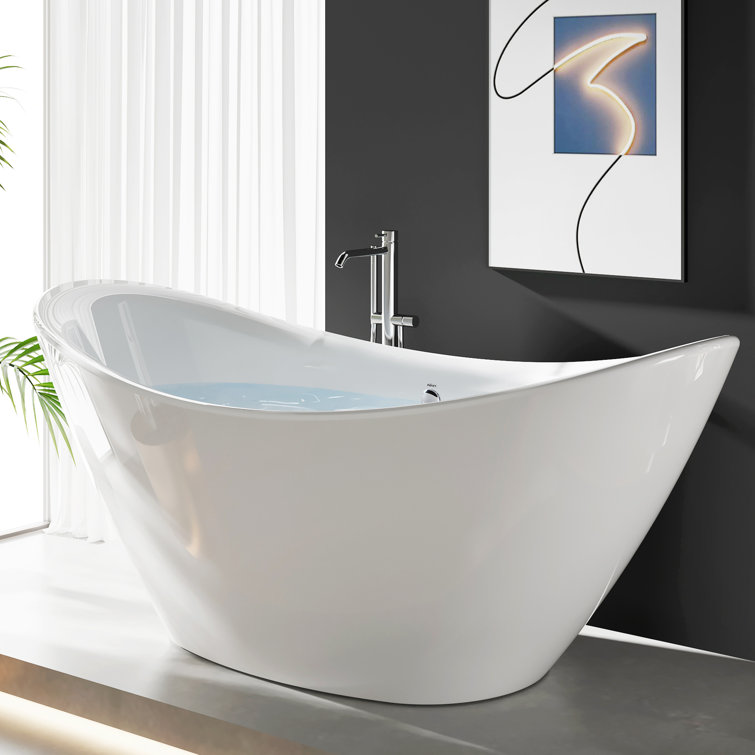 Boracay 67" Glossy White Acrylic Freestanding Bathtub