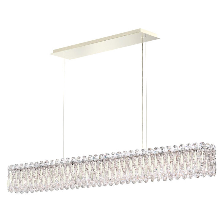 Elegant White 11-Light Crystal Island Pendant with Incandescent Bulbs