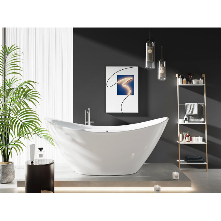 Boracay 67" Glossy White Acrylic Freestanding Bathtub