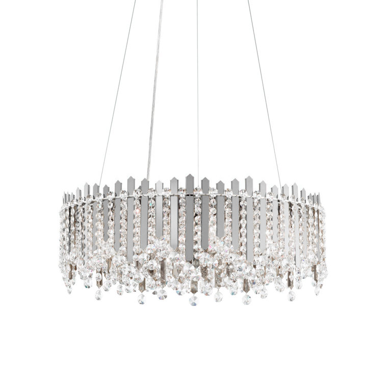 Schonbek 12-Light Polished Stainless Steel Drum Chandelier