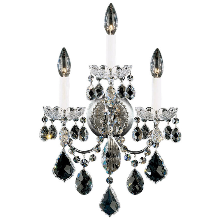 Polished Silver Crystal Heritage 3-Light Wall Sconce