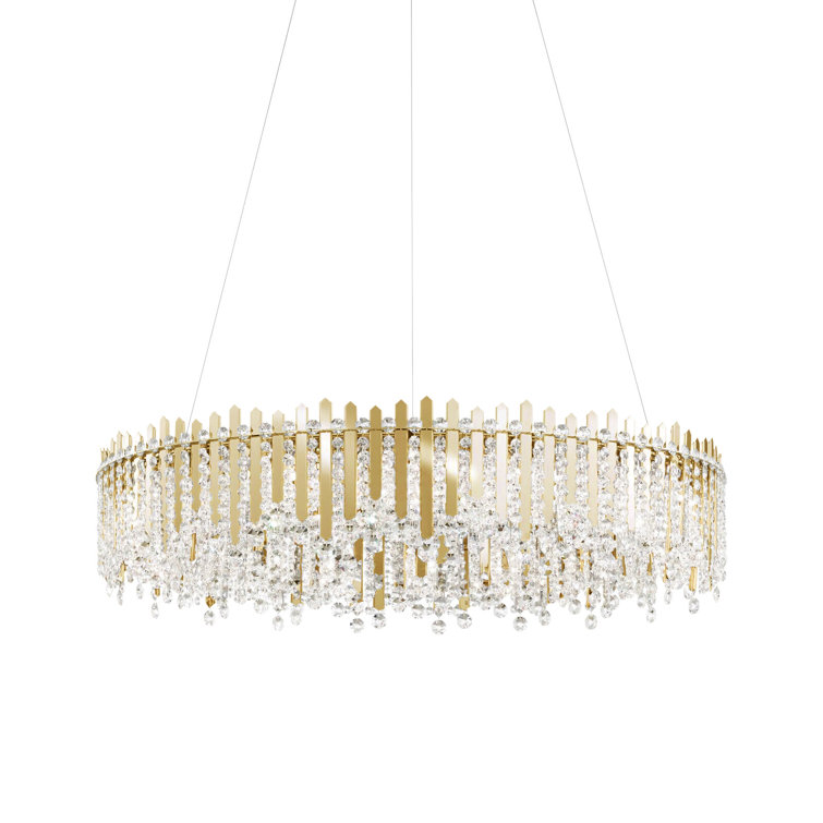 Gold Mirror 18-Light Drum Chandelier with Swarovski Crystals
