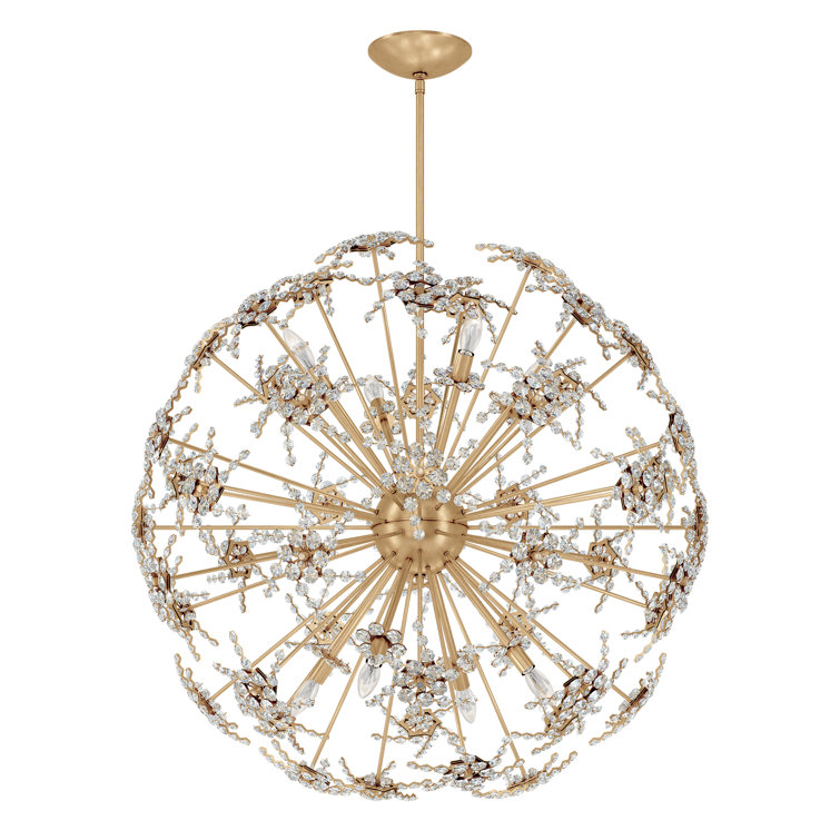 Esteracae Heirloom Gold 36" Globe Chandelier with Clear Heritage Crystals