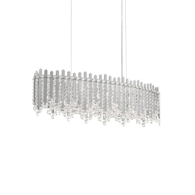 Polished Stainless Steel 12-Light Crystal Island Pendant