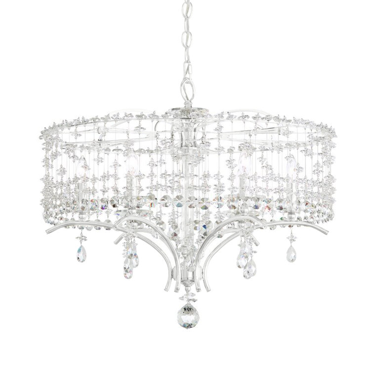 Antique Silver Bella Rose 6-Light Crystal Chandelier