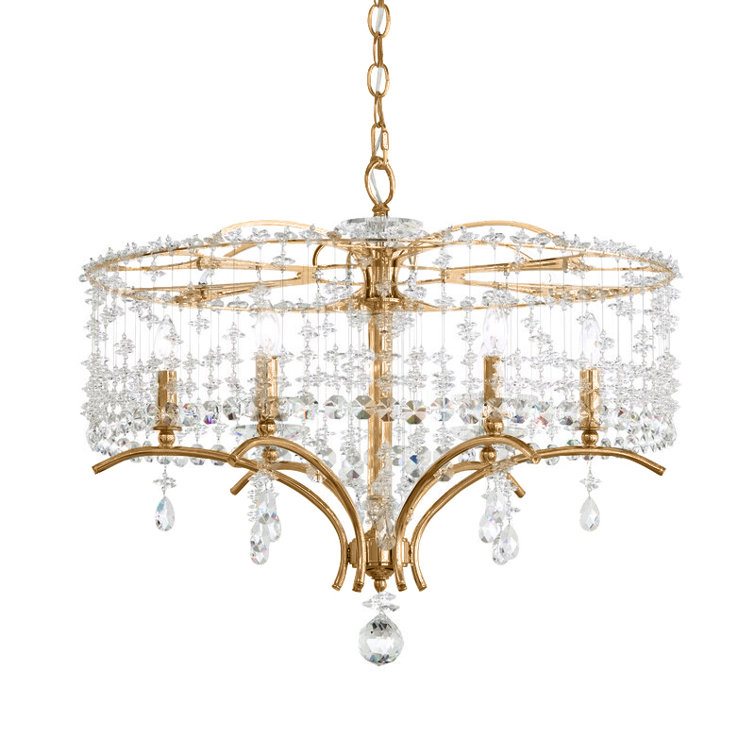 Antique Silver Bella Rose 6-Light Crystal Chandelier