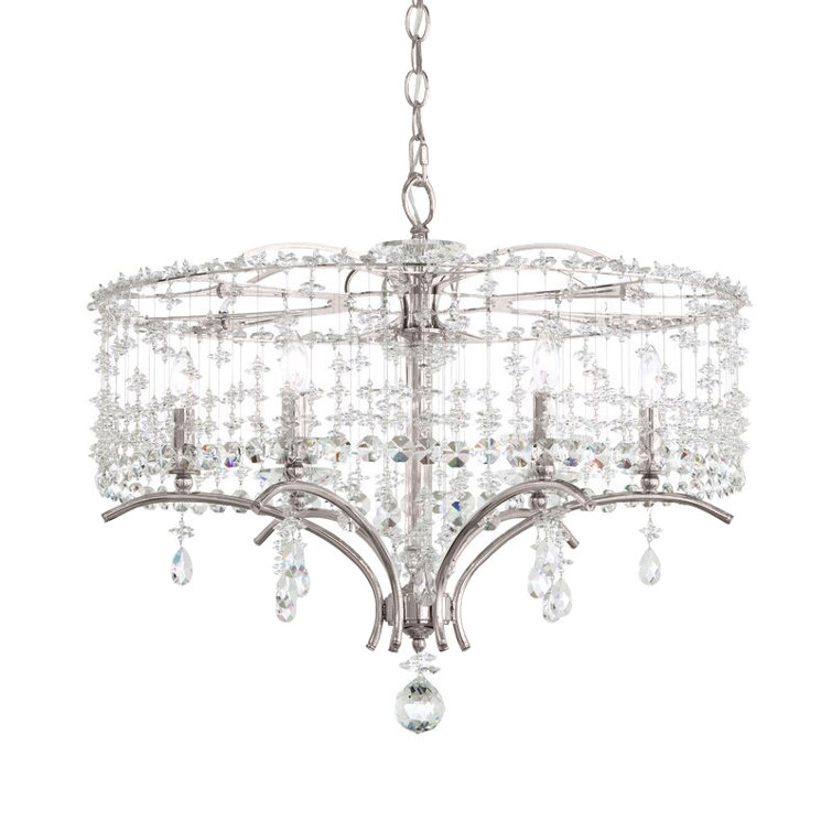 Antique Silver Bella Rose 6-Light Crystal Chandelier