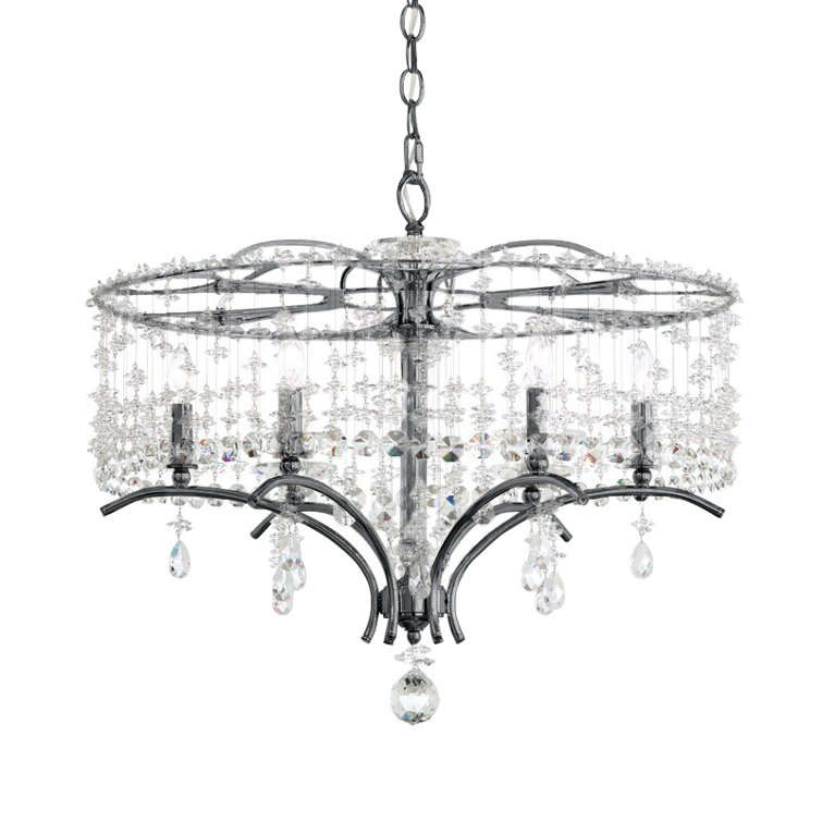 Antique Silver Bella Rose 6-Light Crystal Chandelier