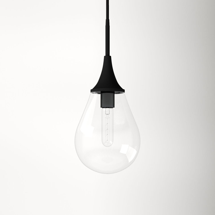Gold and White Teardrop Glass Pendant Light