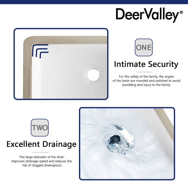 White Ceramic Rectangular Undermount Bathroom Sink with Overflow