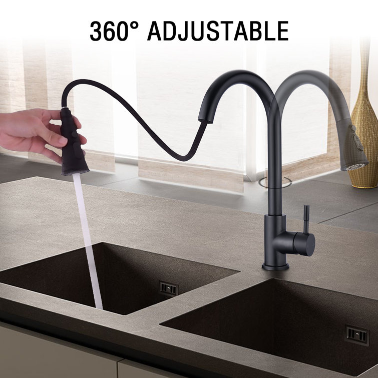Brushed Gold Stainless Steel Pull Down Kitchen Faucet