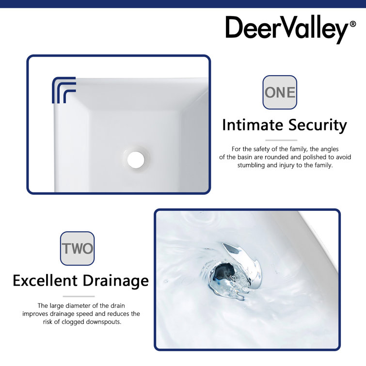 Ace 16'' Square White Ceramic Vessel Sink
