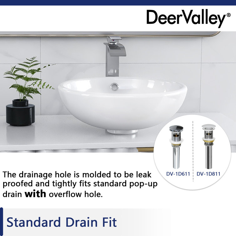 Symmetry 17" Circular White Ceramic Vessel Bathroom Sink