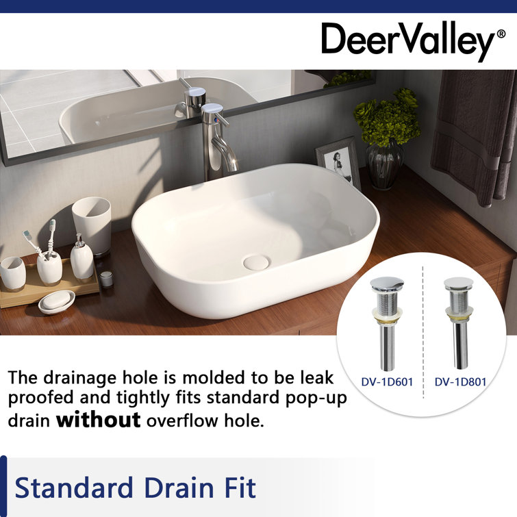 White Ceramic Rectangular Above-Counter Vessel Sink