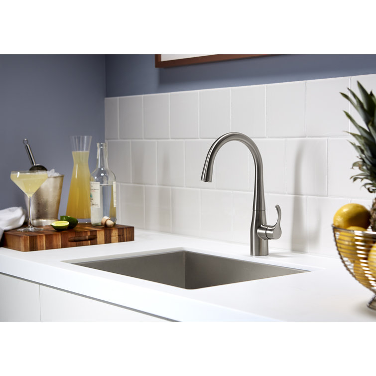 Vibrant Stainless Steel High-Arch Single-Handle Bar Faucet