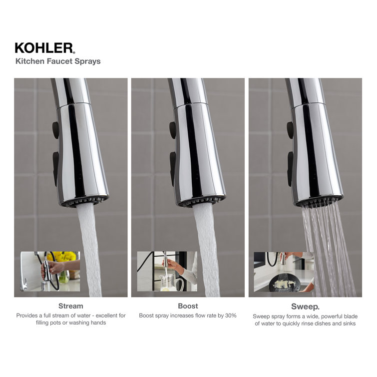 Polished Chrome Semi-Professional Kitchen Faucet with Pull-Out Spray