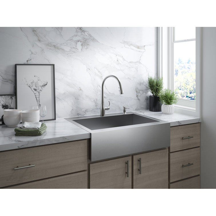 Vibrant Brushed Moderne Brass Pull-Down Kitchen Faucet